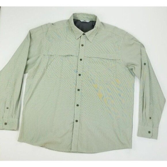 Wrangler Size XL Men's Green Check Pocket Logo Elbow Button Long Sleeve Shirt - Picture 1 of 9